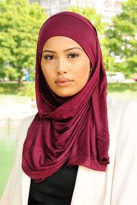 Hijab Kuwaity Paillettes bordeaux