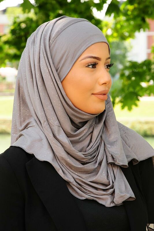 Hijab Kuwaity Glitzer dunkelgrau