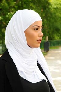 Hijab Kuwaity Crossover pailleté-bonnet blanc
