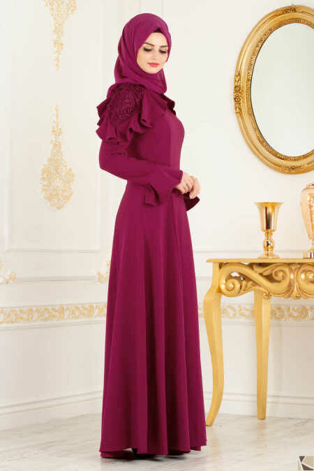 Modest Fashion Plum Color Hijab Abend Kleid MU