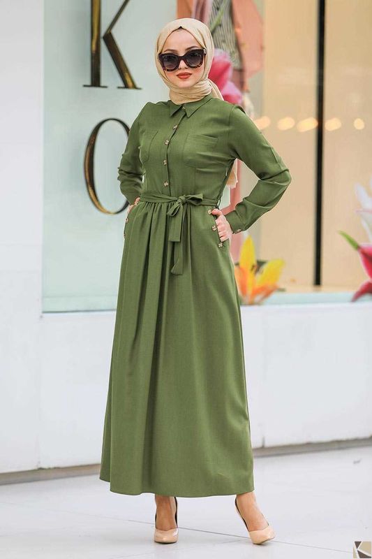 Modest Fashion Khaki Hijab Kleid HK