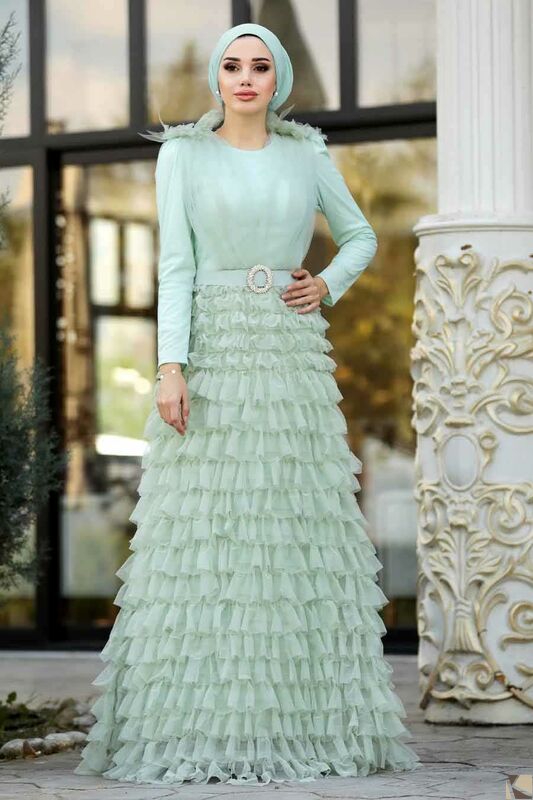 Modest Fashion Mint Hijab Abend Kleid MINT